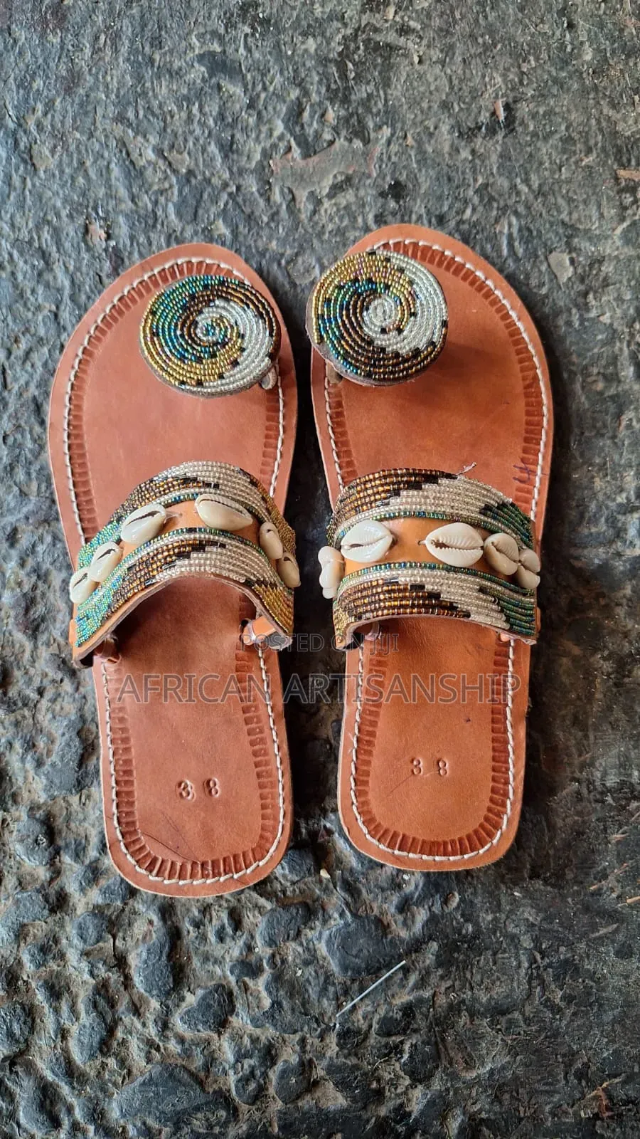 Beaded Maasai Sandals Black Edition