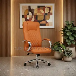 Office Chairs; Brown Swivel Leather Office Adjustable Seat