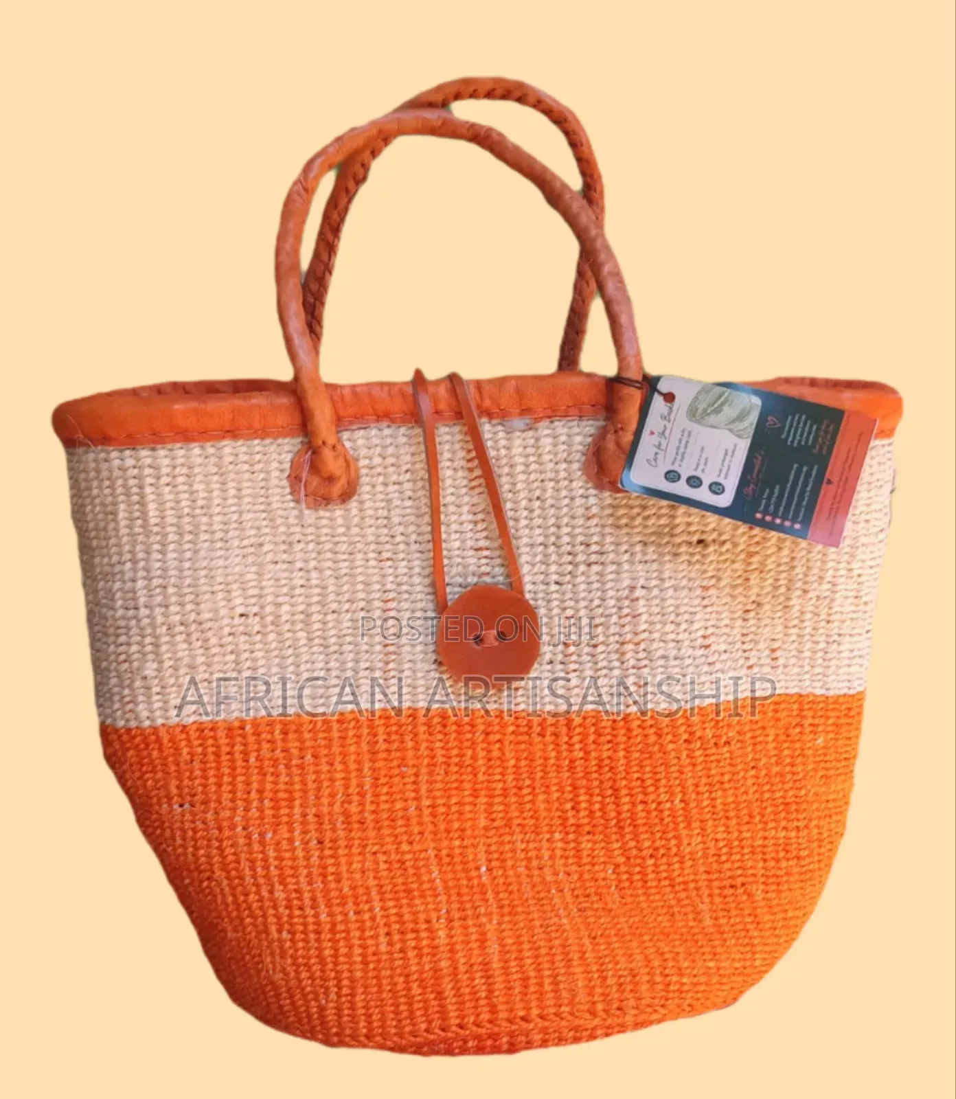 Woven Sisal and Hide Bags