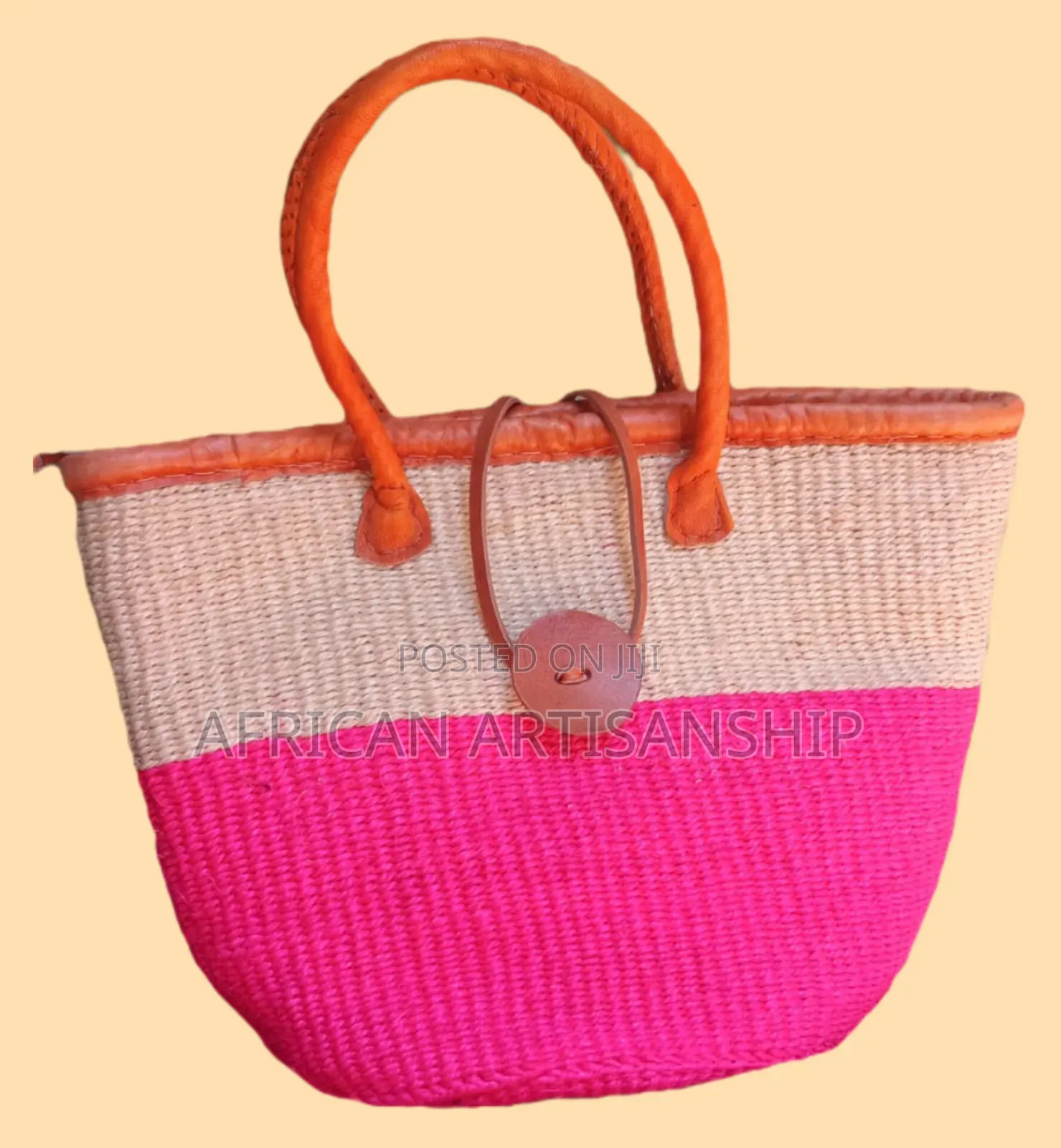 Woven Sisal and Hide Bags