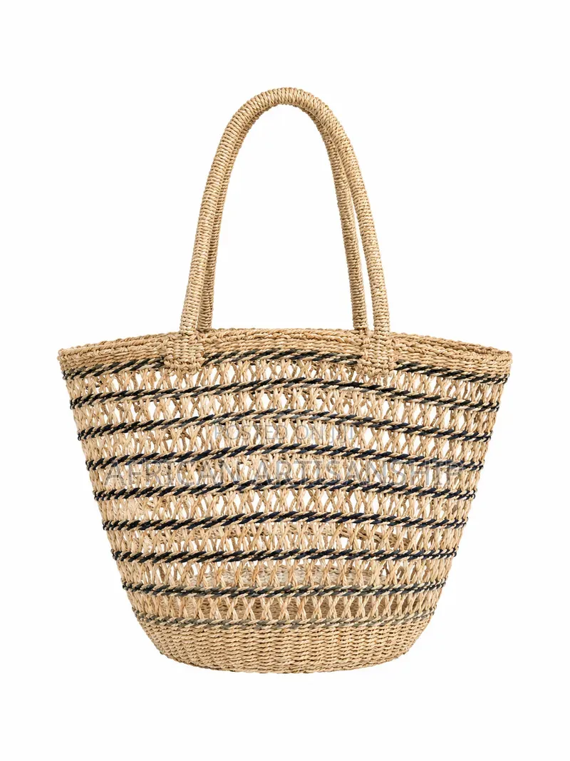 Woven Sisal and Hide Bags