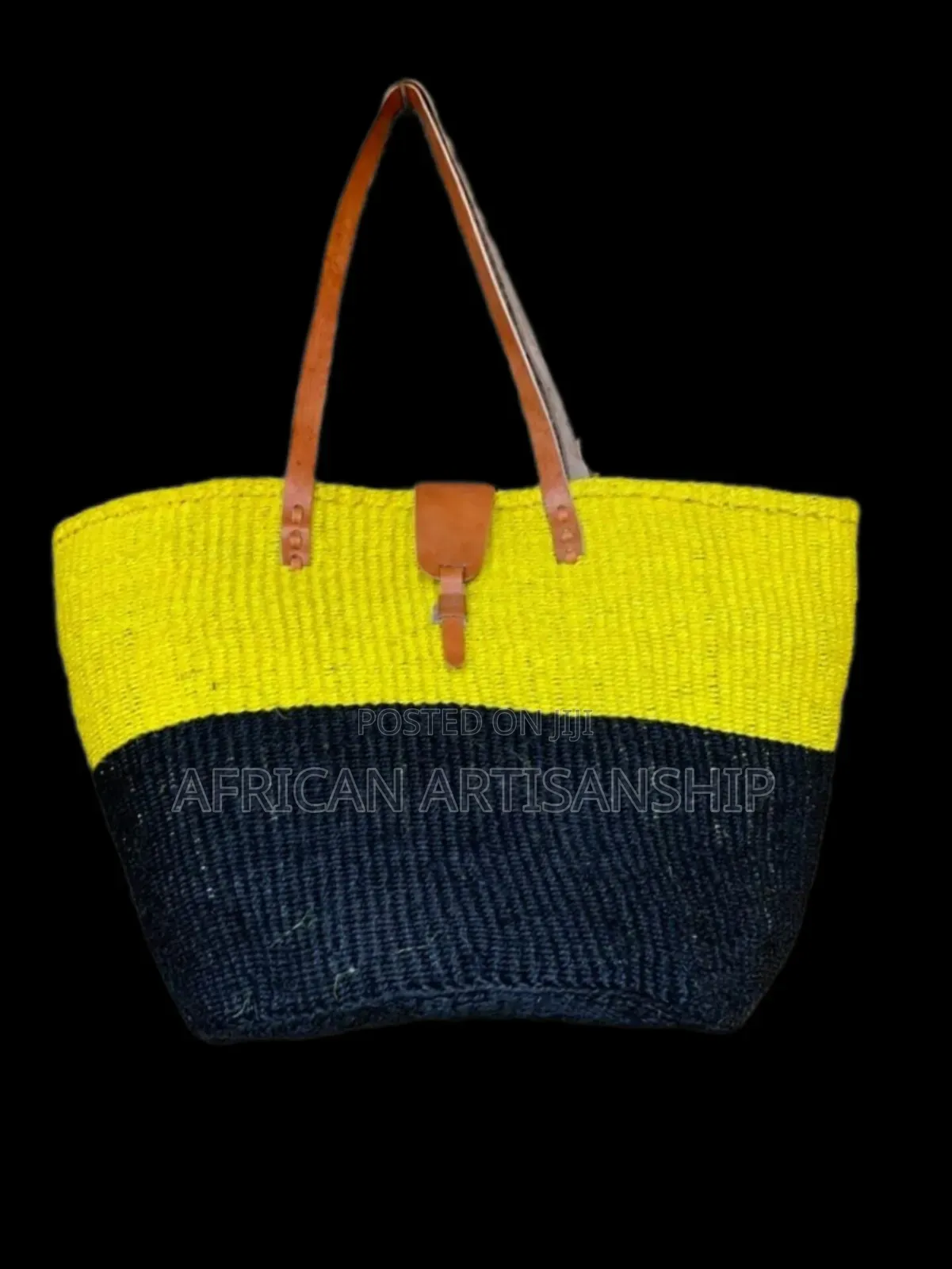 Woven Sisal and Hide Bags