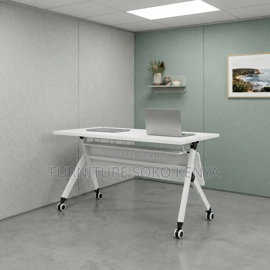 Office Desk; White Foldable Home and Office Meeting Table