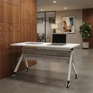 Office Desk; White Foldable Home and Office Meeting Table