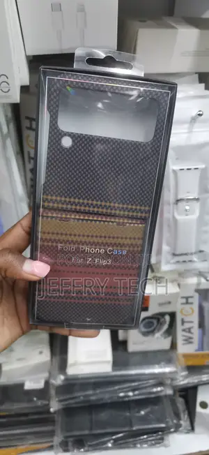 Carbon-Fiber Style Phone Case Packaged for the Samsung Galaxy Z Flip 3