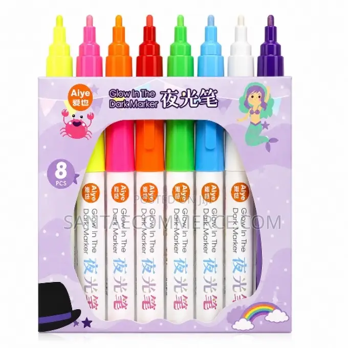 8 Piece Glow in the Dark Markers Set
