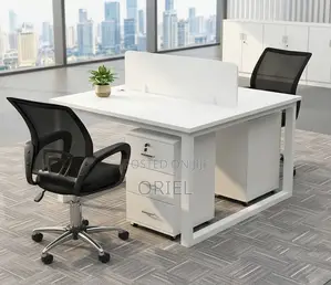 2-Way Office Workstation Desk With Privacy Panels for Teams