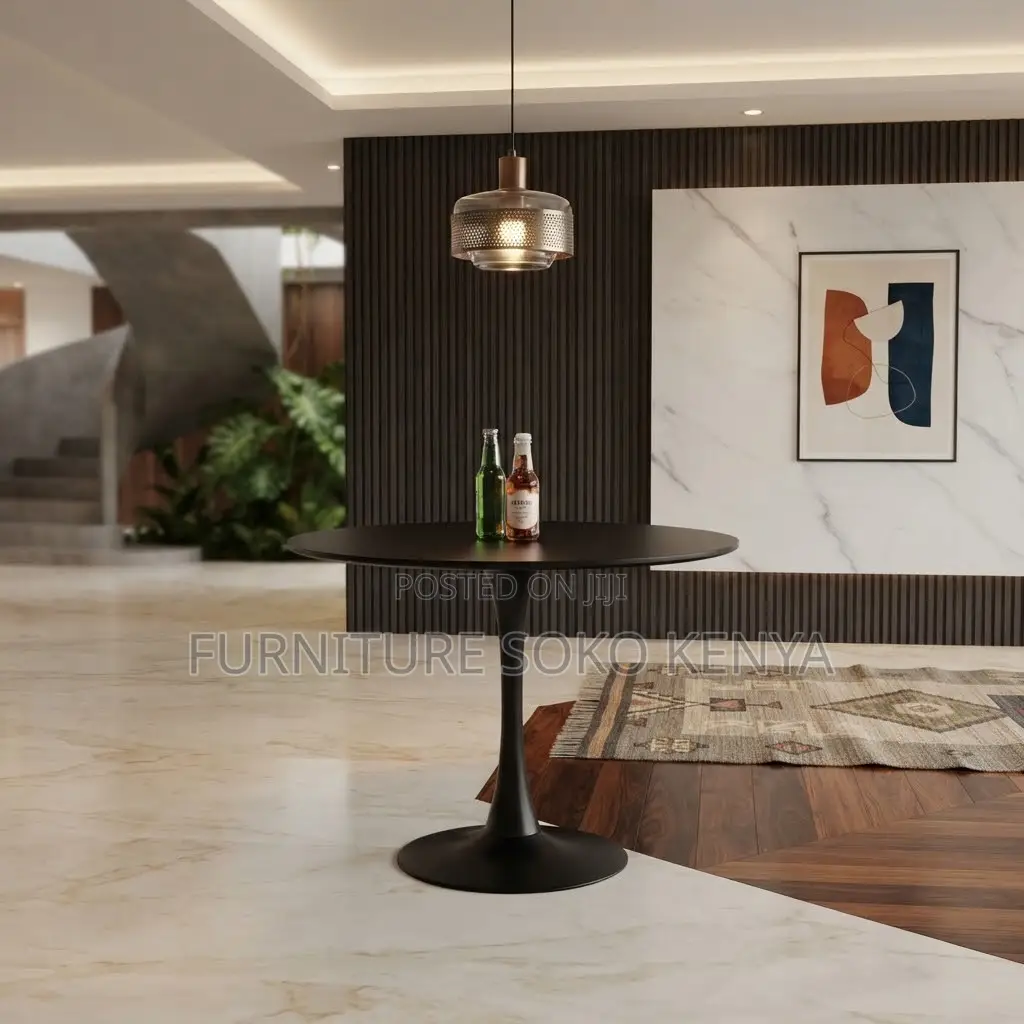 Coffee Table; White Circular Pedestal Tulip Coffee Table
