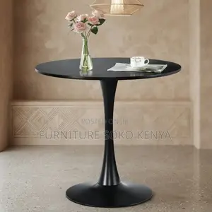 Coffee Table; White Circular Pedestal Tulip Coffee Table