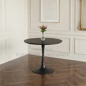 Coffee Table; White Circular Pedestal Tulip Coffee Table