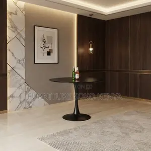 Coffee Table; White Circular Pedestal Tulip Coffee Table