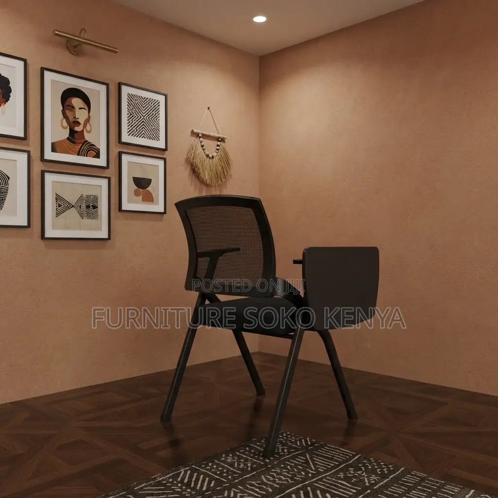 Office Chair; Foldable Mid Back Student's Study Chair-Wrting Pad