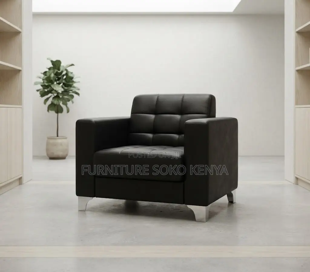 Sofa; Single Seater Executive High Back Leather Sofa