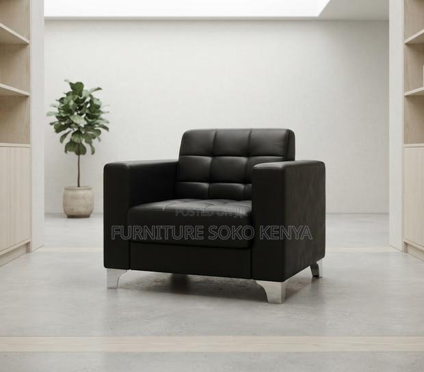 Sofa; Single Seater Executive High Back Leather Sofa - thumbnail 2