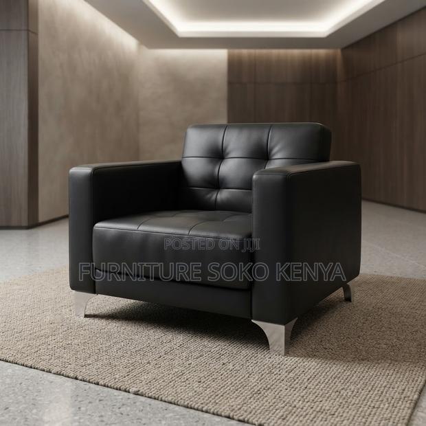 Sofa; Single Seater Executive High Back Leather Sofa - thumbnail 5