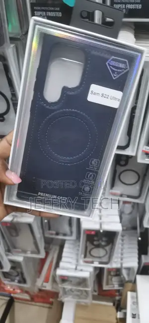 Dark Blue PU Leather Magnetic Case for the Samsung Galaxy S22 Ultra