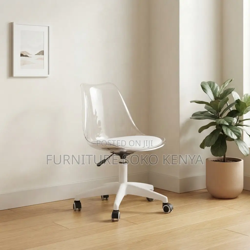 Home Chairs; Clerical Medium Backrest White Clear Chair