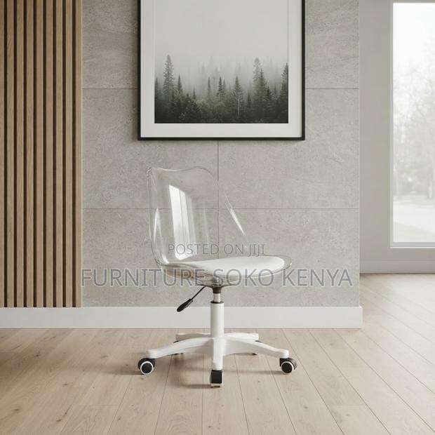 Home Chairs; Clerical Medium Backrest White Clear Chair - thumbnail 2