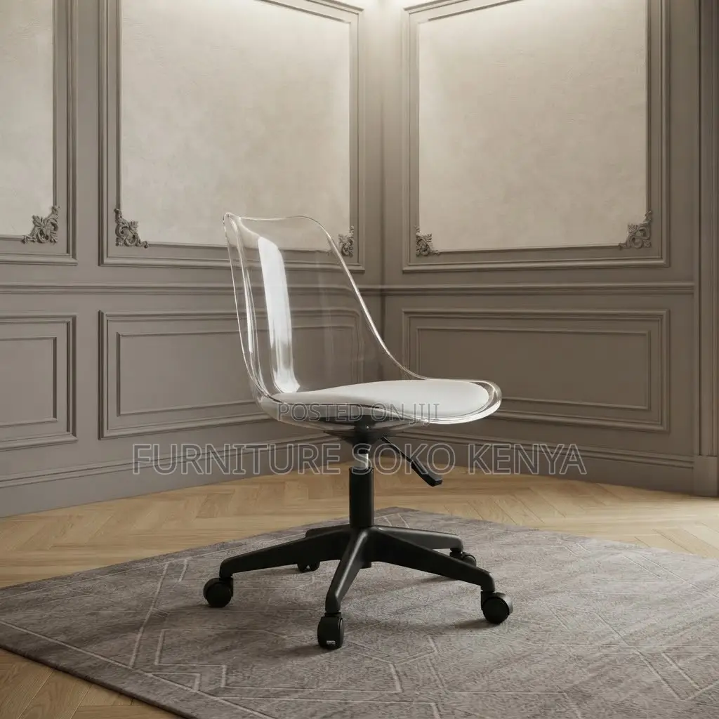 Home Chairs; Clerical Medium Backrest White Clear Chair