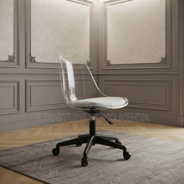 Home Chairs; Clerical Medium Backrest White Clear Chair - thumbnail 4