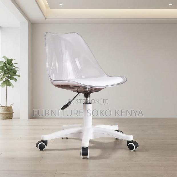 Home Chairs; Clerical Medium Backrest White Clear Chair - thumbnail 6