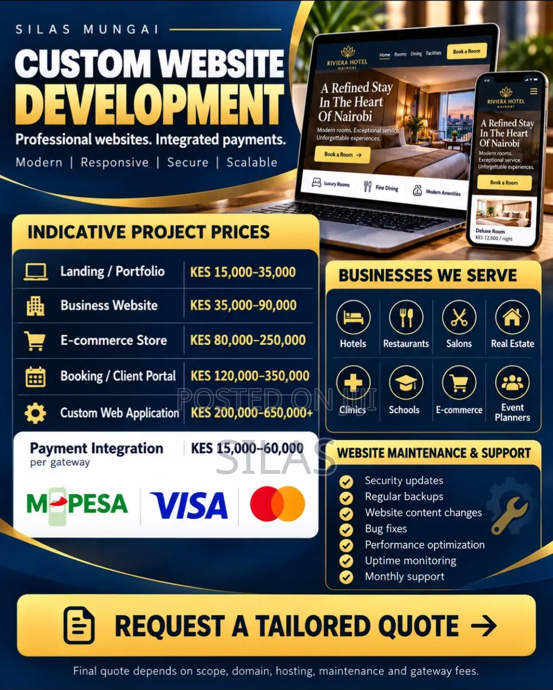 Custom Website Designer | E-Commerce, M-Pesa Booking Systems