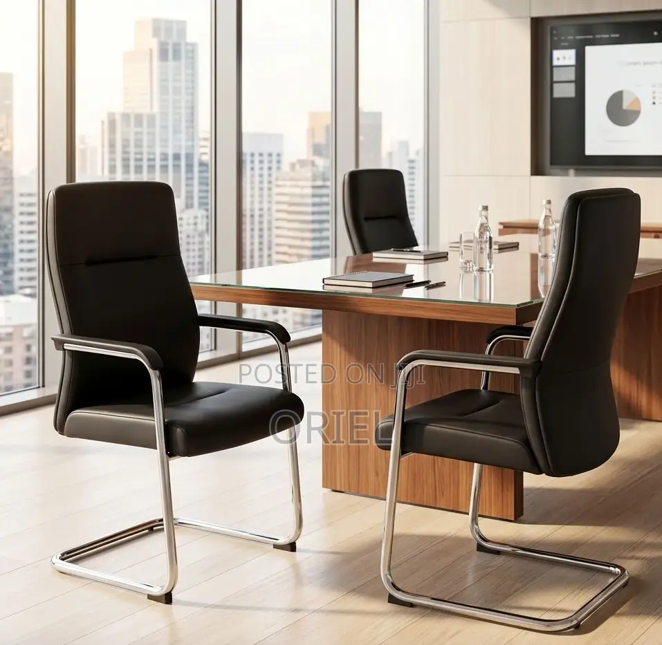Executive Leather Visitor Chair for Offices and Reception Areas