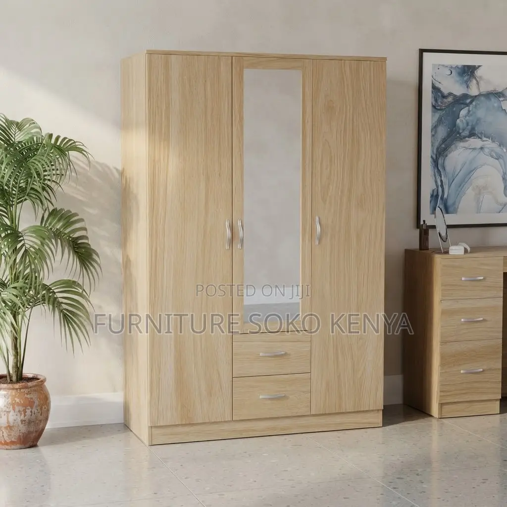 Bedroom Wardrobe 3 Door 1drawer With Mirror