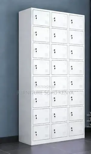 Storage Cabinet : Grey 24-Locker Metallic Office Storage Cabinet