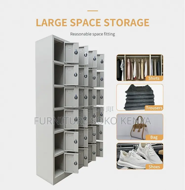 Storage Cabinet : Grey 24-Locker Metallic Office Storage Cabinet