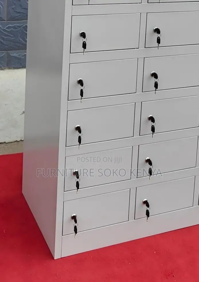 Storage Cabinet : Grey 24-Locker Metallic Office Storage Cabinet