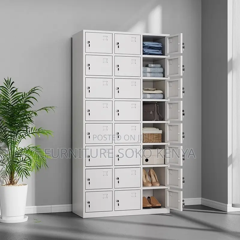 Storage Cabinet : Grey 24-Locker Metallic Office Storage Cabinet