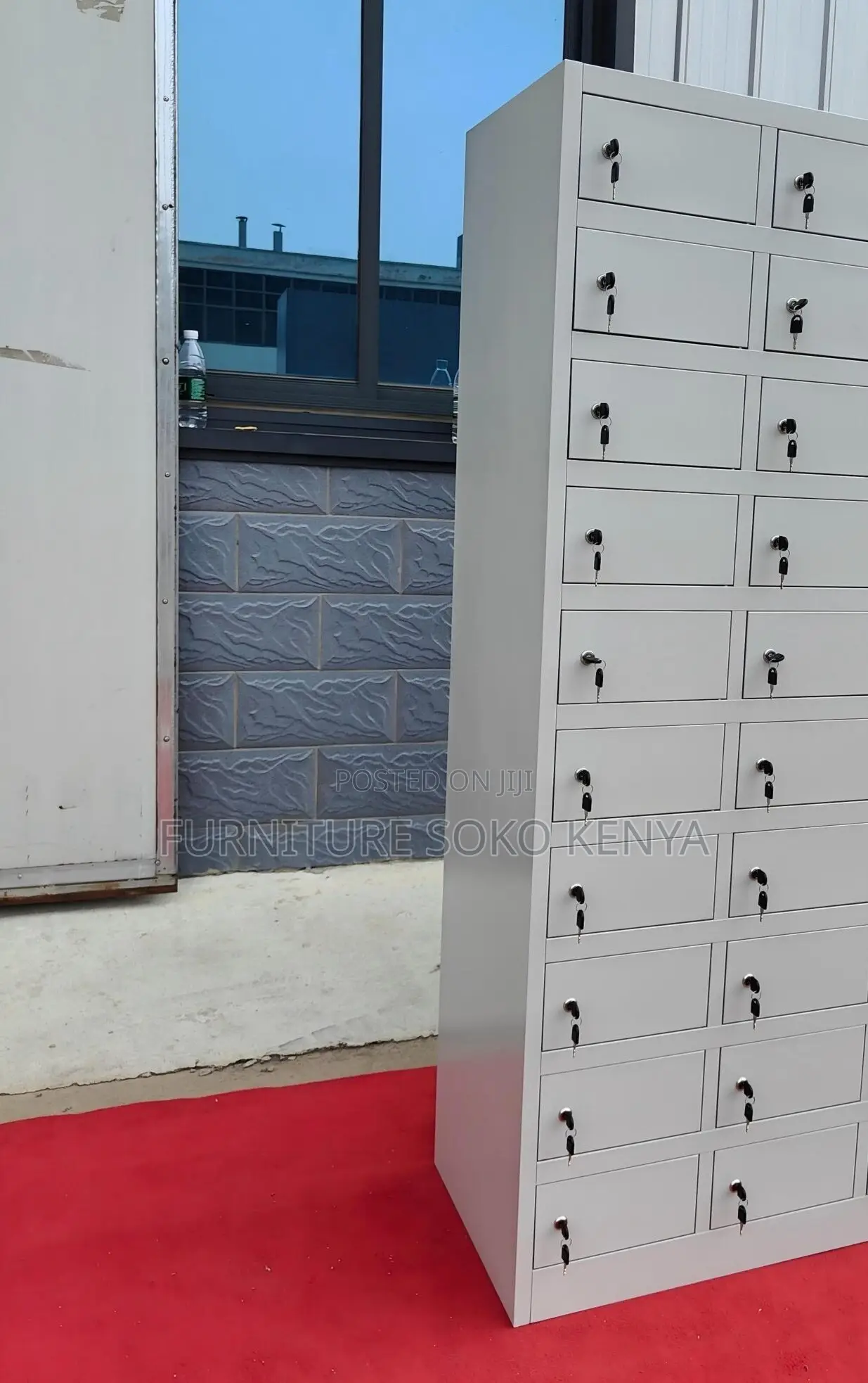 Storage Cabinet : Grey 24-Locker Metallic Office Storage Cabinet