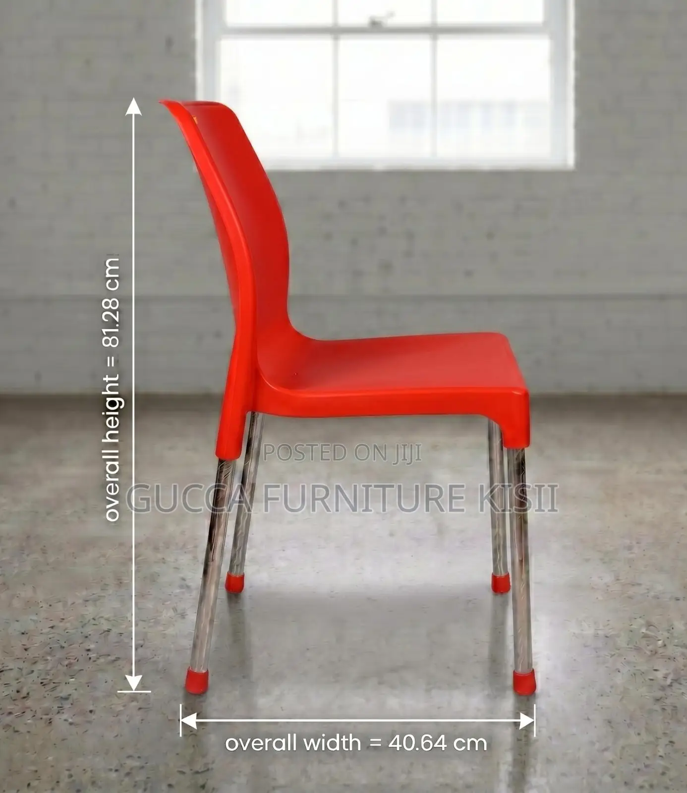Red Heavy Duty Plastic Chair With Metallic Legs
