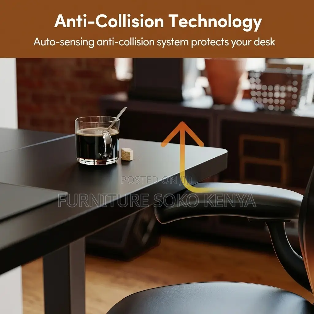 Office Desk; 1.4 Meter Electric L Shape Table With 2 Control Motors
