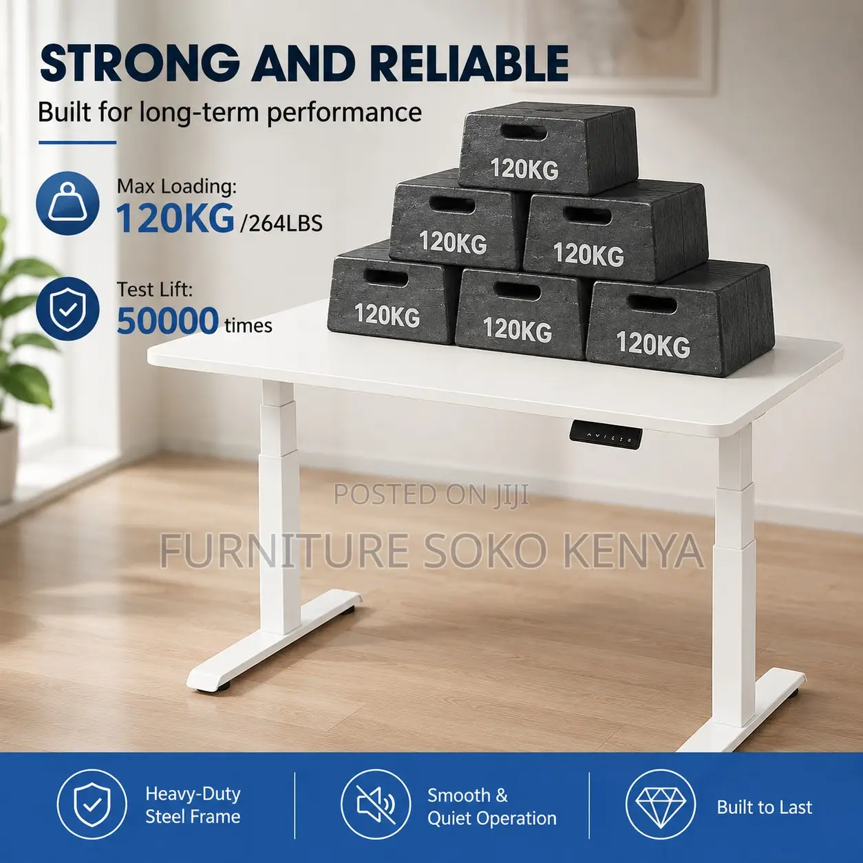 Office Desk; 1.4 Meter Electric L Shape Table With 2 Control Motors