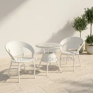 Dining Set; 2-Seater White Outdoor Set