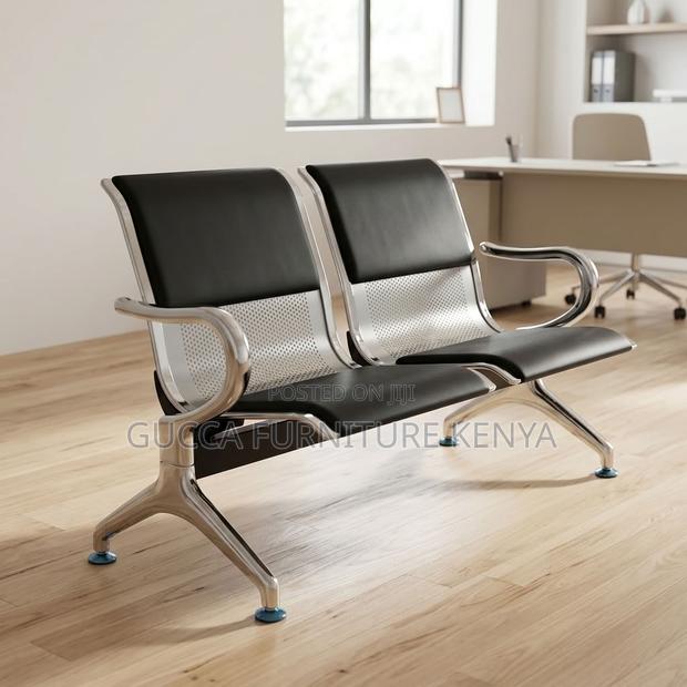 2-Link Black Padded Waiting Bench - thumbnail 8