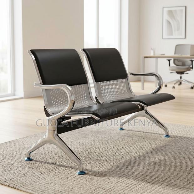 2-Link Black Padded Waiting Bench - thumbnail 11