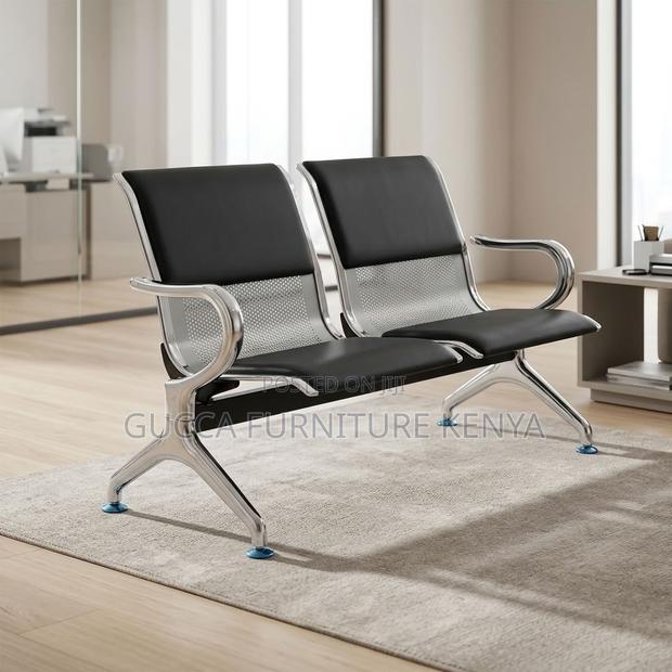 2-Link Black Padded Waiting Bench - thumbnail 12