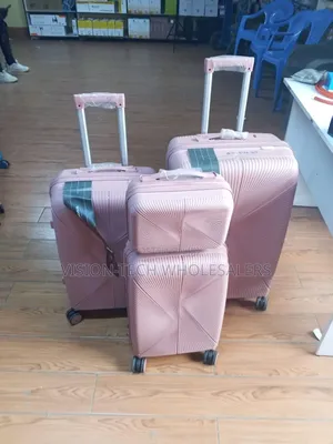 4 in 1 Rubber Suitcase Pink Set ,;: