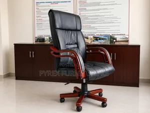 Executive Leather Office Chair With Padded Armrests