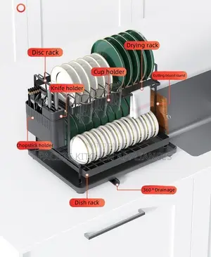 Dish Rack Countertop Storage Holder Double-Layer Multi-Function