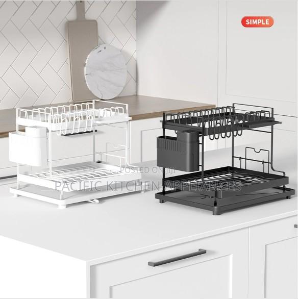 Dish Rack Countertop Storage Holder Double-Layer Multi-Function - thumbnail 4