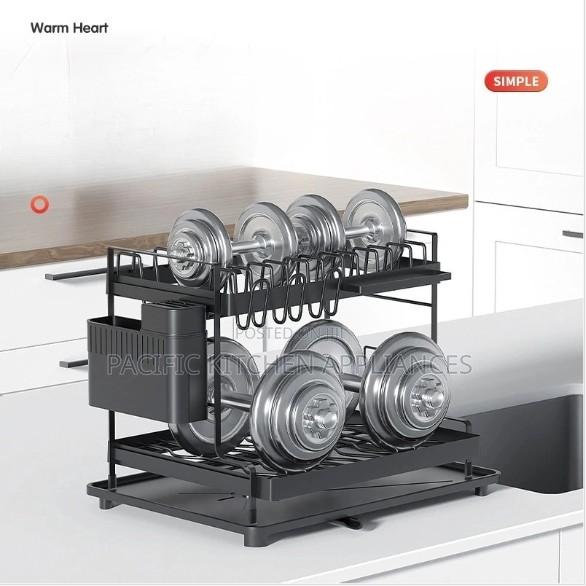 Dish Rack Countertop Storage Holder Double-Layer Multi-Function - thumbnail 5