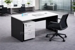 Minimalist Office Desk Set and Lockable Filing Cabinet