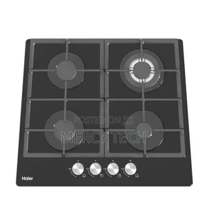 Haier 4-Burner Built-in Gas Hob (HOB-S460FBT, Black Tempered Glass)