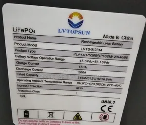 16kwh 51.2v 314ah Lvtopsun Lifepo4 Lithium Batteries