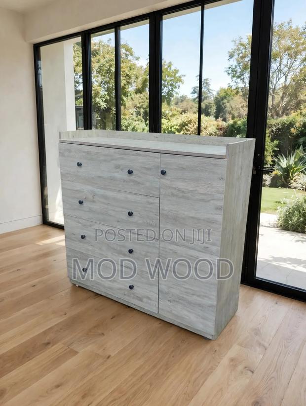 Rustic Light Wash Wooden Storage Dresser Cabinet
