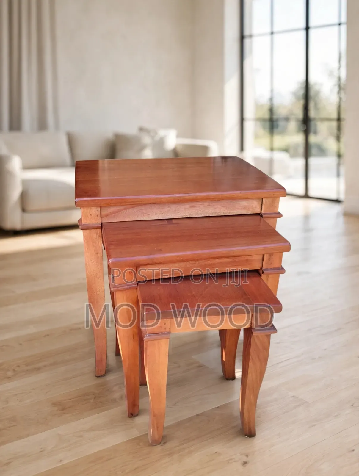 Handcrafted Warm Mahogany Solid Wood Nesting Tables